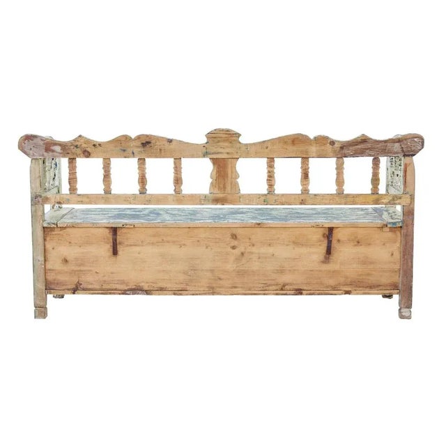 Large Swedish Painted Pine Bench, 1890s For Sale - Image 9 of 12