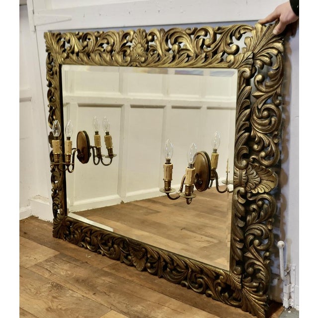 Large French Gothic Gilt Overmantel Mirror with Twin Sconces, 1890s For Sale - Image 11 of 18