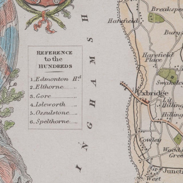 Green 1860's Antique County Map For Sale - Image 8 of 12