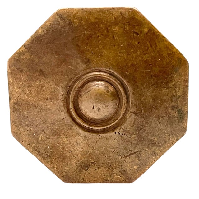 Antique American Art Deco Octagonal Brass Door Knobs W/ Rosettes. A Pair For Sale - Image 9 of 12