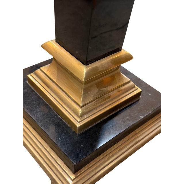 Stone Vintage Neoclassical Black Marble and Brass Table Lamp For Sale - Image 7 of 7