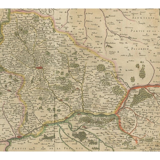 Antique Map of the Region of Beauvais by Hondius, 1630 For Sale - Image 4 of 5