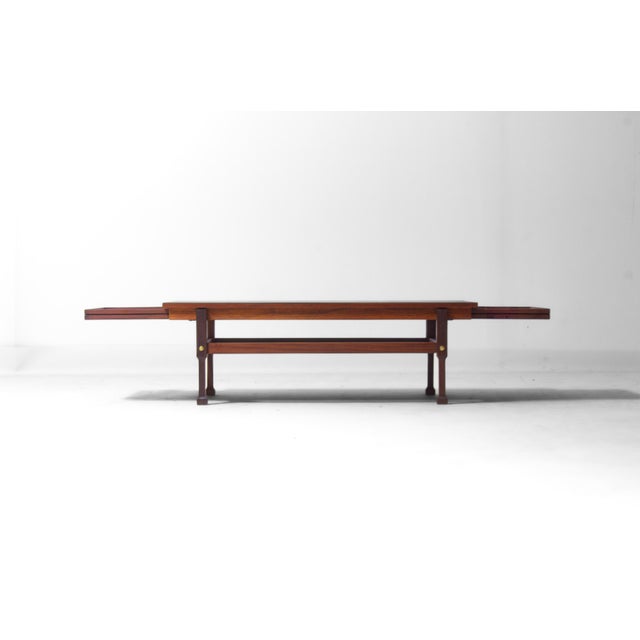 1960s Italian Coffee Table in Teak with Hidden Drawers, 1960s For Sale - Image 5 of 16