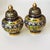 Asian Pair of Vintage Cloisonné Enamel Lidded Jars – Gold Ground, Floral Motif For Sale - Image 3 of 6
