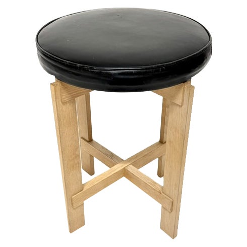 Oak and Leather Stool from Luxus, 1960s For Sale