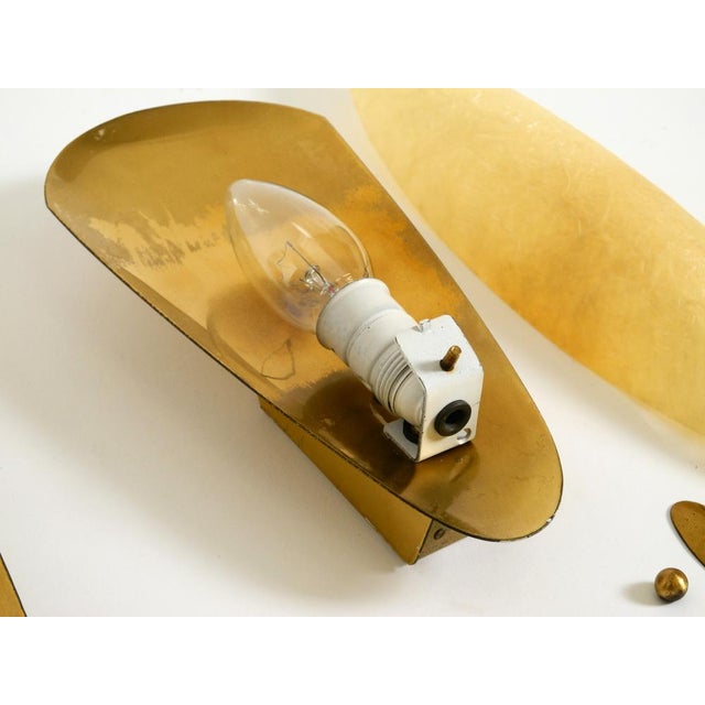 Mid-Century Modern Brass Wall Lamps with Fiberglass Shades, 1950s, Set of 2 For Sale - Image 16 of 18