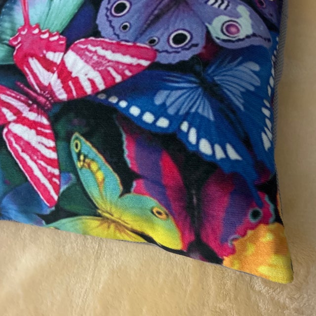 Art Deco Butterfly Decorative Pillow 16” X 16” 1980-1990’s For Sale - Image 3 of 9