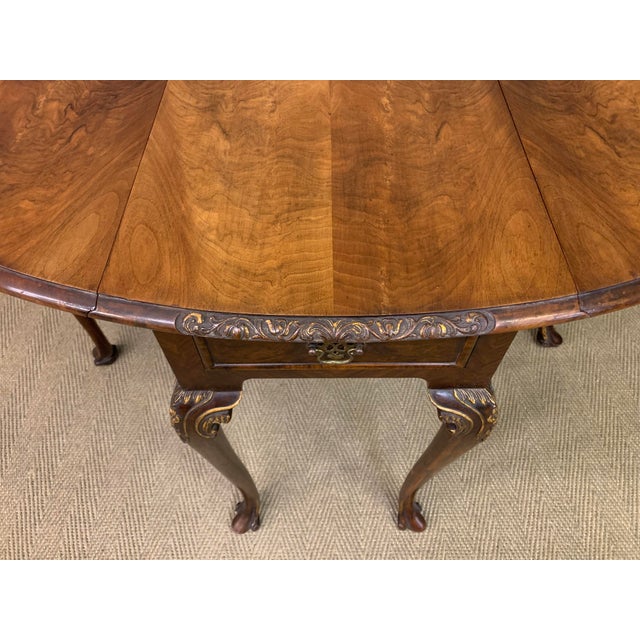 Burr Walnut Drop Flap Table, 1920 For Sale - Image 9 of 15