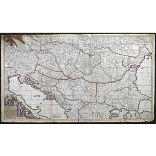 Regni Hungariae et Regionum Map Etching by Frederick de Wit, 1680s For Sale