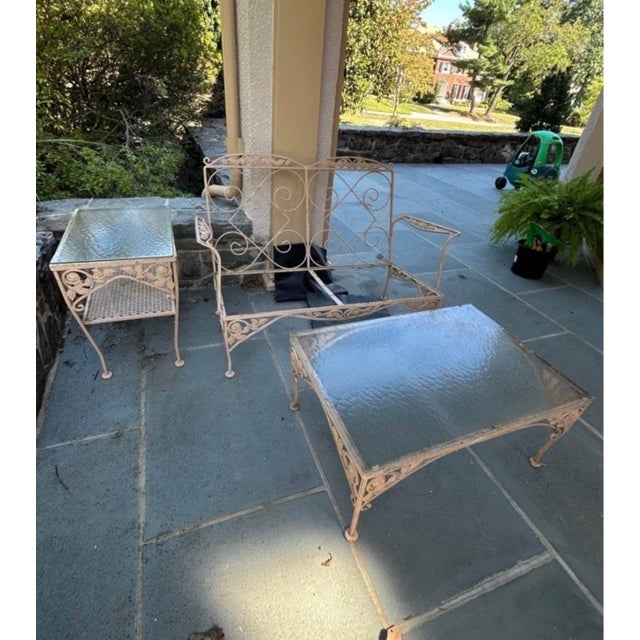 1970s 6 Piece Wrought Iron Meadowcraft Conversation Set, Attributed For Sale - Image 4 of 6