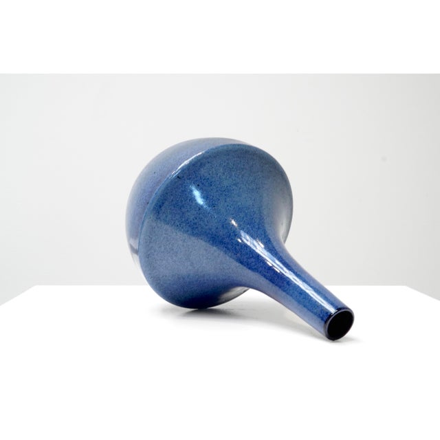 Mid-Century Modern Blue-Glazed Tapered Vase by Roger Vandeweghe for Amphora, Belgium, 1960s For Sale - Image 3 of 7