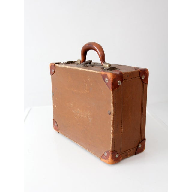 Vintage Miniature Leather Suitcase Travel Case For Sale - Image 6 of 15
