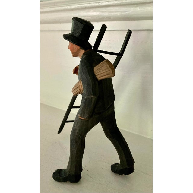 Figurative Vintage English Wooden Chimney Sweep Figurine For Sale - Image 3 of 10