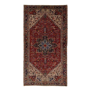 10x18 Antique Persian Heriz Red Rug – Oversized Hand-Knotted Wool Masterpiece For Sale