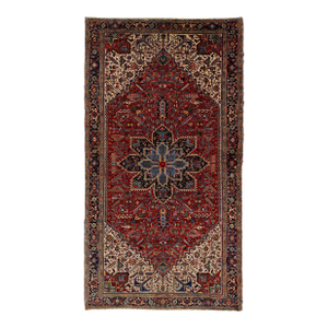 10x18 Antique Persian Heriz Red Rug – Oversized Hand-Knotted Wool Masterpiece
