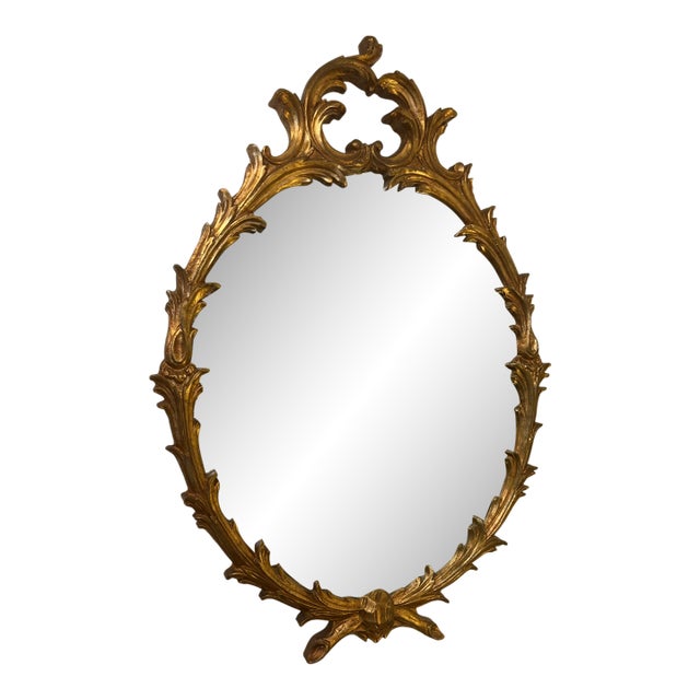 Vintage Giltwood Oval Wall Mirror For Sale