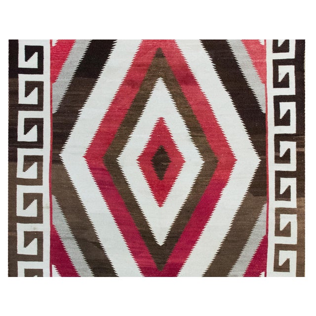 White Early 20th Century Native American Navajo Rug For Sale - Image 8 of 15