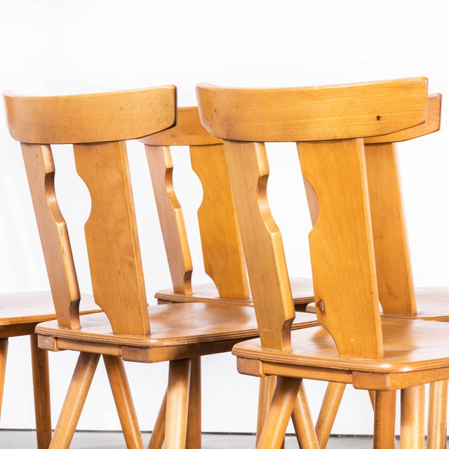 Industrial Handmade Blonde Dining Chairs, Alsace, France, 1950s, Set of 6 For Sale - Image 3 of 11