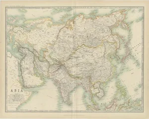 Antique Map of Asia by Johnston, 1909