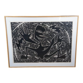 1990s James Surls 'He He He' Expressionist Linocut Print Printers Proof Modernism 56" For Sale