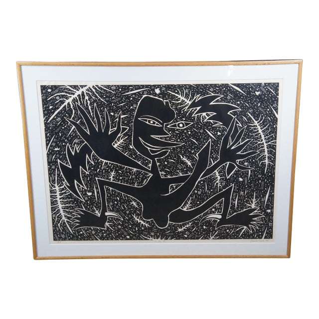 1990s James Surls 'He He He' Expressionist Linocut Print Printers Proof Modernism 56" For Sale