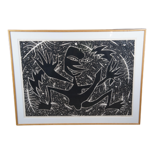 1990s James Surls 'He He He' Expressionist Linocut Print Printers Proof Modernism 56"