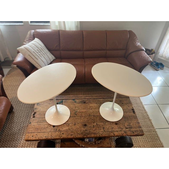 Metal 1980s Pair of Authentic Knoll International Saarinen Oval Tulip Side Tables For Sale - Image 7 of 12