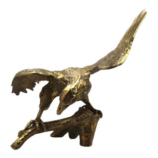 Vintage Brass American Bald Eagle Sculpture For Sale