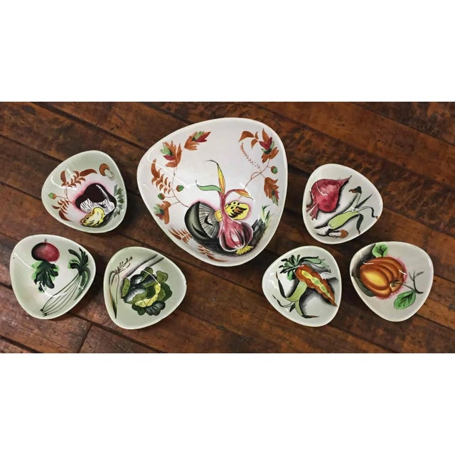 Salad Bowl Set 7 Pieces 1950s Vintage Hand Painted Chairish