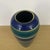 Mid-Century Modern Vintage MCM Ceramic Portugal Handpainted 8” Tall Blue Green Yellow Stamped Vase For Sale - Image 3 of 5