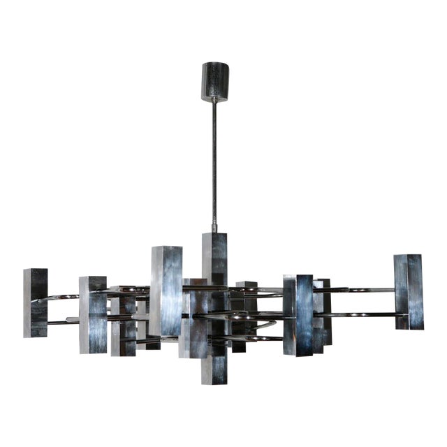 1970s Boulanger Chrome Chandelier For Sale