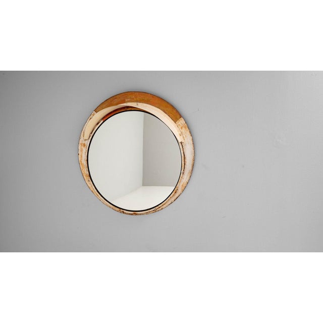 Mid 20th Century Czechia Traditional Antique White Metal Mirror For Sale - Image 9 of 10