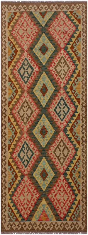 Shabby Chic Kilim Hand-Woven Wool Rug -3′6″ × 7′10″