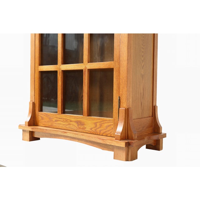 Mission Solid Oak Display Bookcase - Walnut Stain For Sale - Image 15 of 18