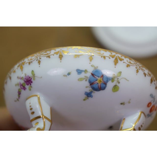 Antique Dresden Covered Footed Turtle Soup Bowl Compote 5" For Sale - Image 17 of 17