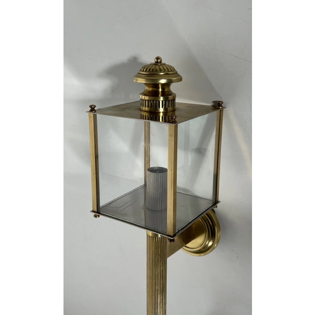 1940 Neoclassical Style Brass Wall Lanterns by Maison Jansen - A Pair For Sale - Image 9 of 12