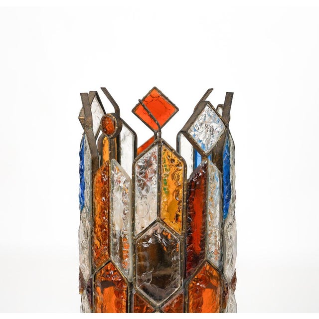 1970s Floor Lamp in Wrought Iron and Hammered Glass from Longobard, 1970s For Sale - Image 5 of 15