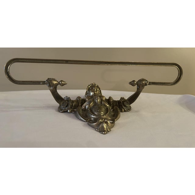 Brass Victorian Brass Casting Figural Wall Mount Towel Bar For Sale - Image 8 of 14