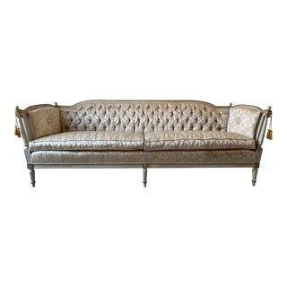 Mid 20th Century Bespoke Louis XVI Style Cane Side Settee Attributed to Jansen For Sale