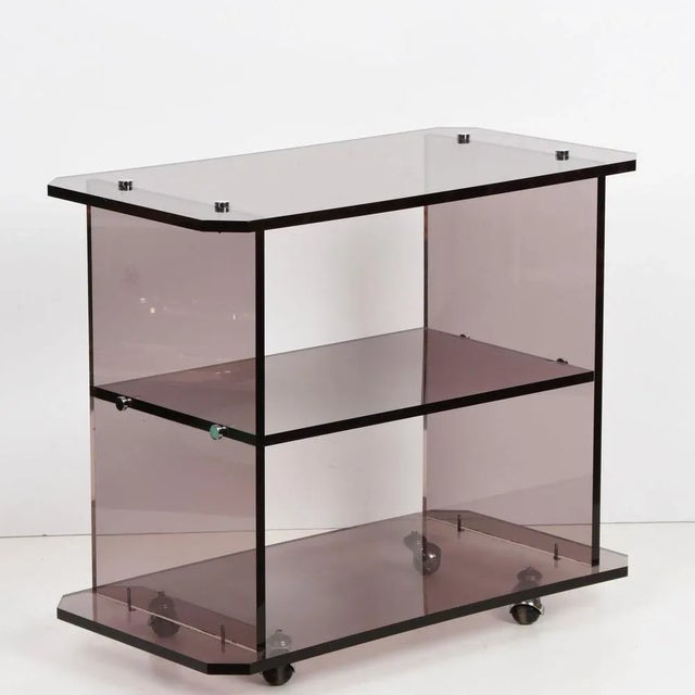 Mid-Century Italian Smoked Acrylic Glass Serving Trolley, 1980s For Sale - Image 9 of 18