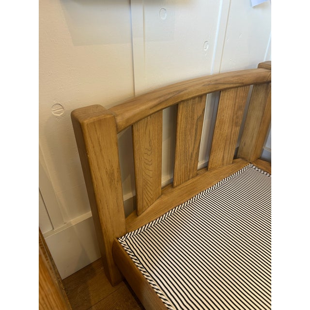 White Vintage Oak Corner Lounge Chair With New Upholstered Cushions For Sale - Image 8 of 15