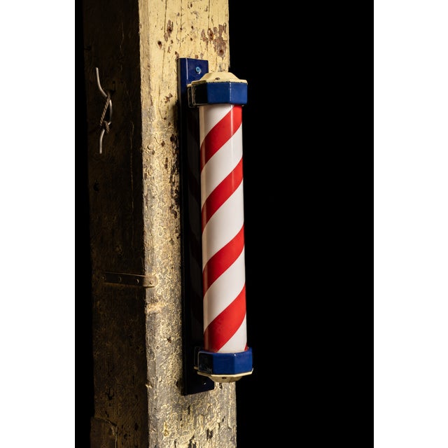 Antique Porcelain and Milk Glass Barber Pole For Sale - Image 4 of 6