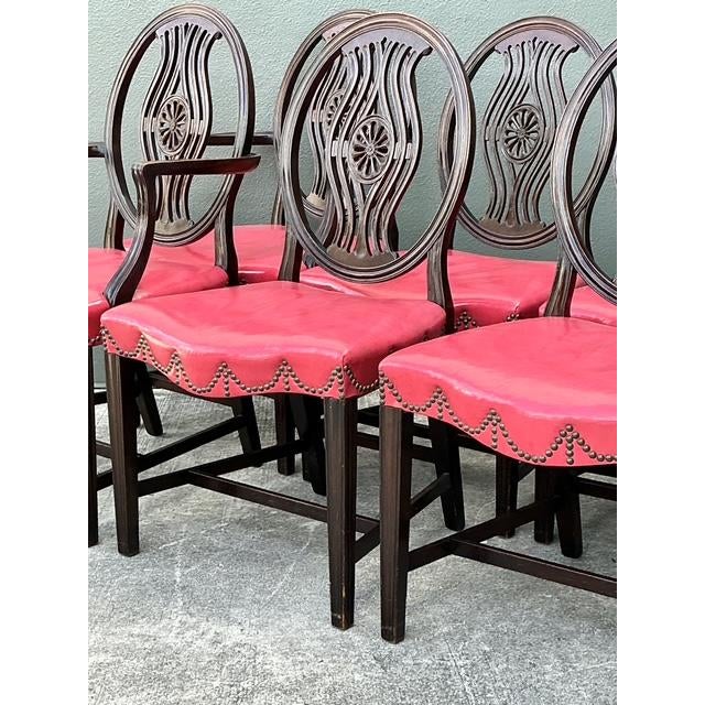 Vintage Hepplewhite Swag Nailhead Dining Chairs - Set of 6 For Sale - Image 10 of 12