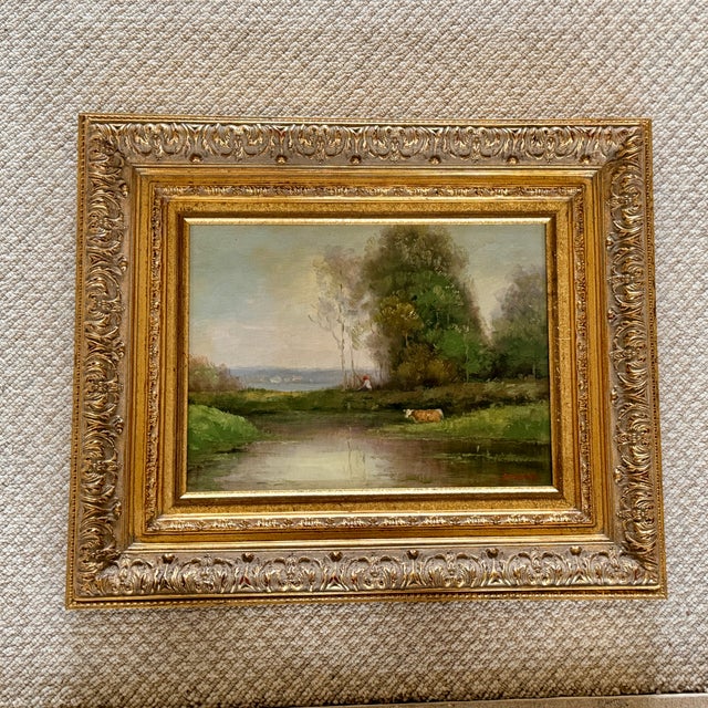 Green 20th Century European Pastoral Oil Painting by L Stepano For Sale - Image 8 of 8