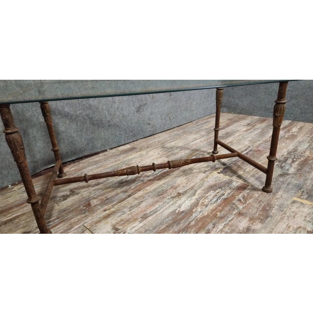 Console Table in Wrought Iron with Glass Top For Sale - Image 5 of 8