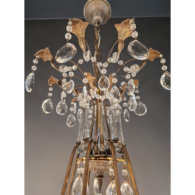 Antique Louis XV Revival Tradition Crystal Chandelier Brass and Metal 8 Lights For Sale - Image 14 of 16