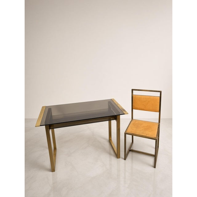 Mid-Century Modern Mid-Century Italian Brass Desk and Chair, 1970s, Set of 2 For Sale - Image 3 of 14