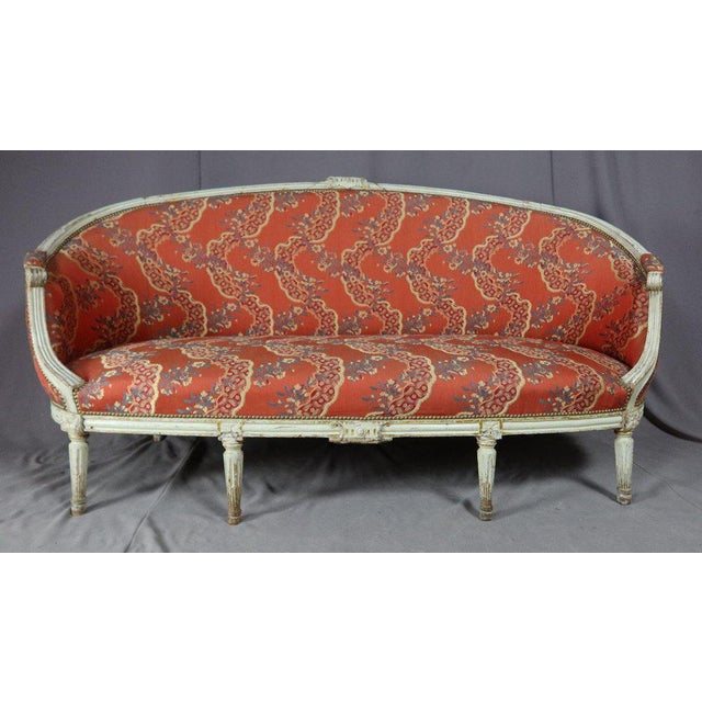 Red Louis XVI Salon Chairs and Sofa, Set of 7 For Sale - Image 8 of 13