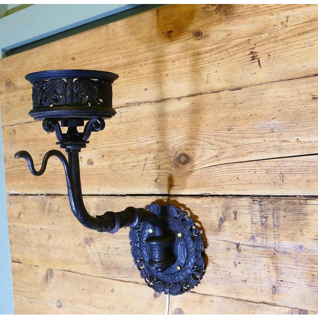 Large and Heavy Gothic Iron Castle Wall Light For Sale - Image 4 of 8