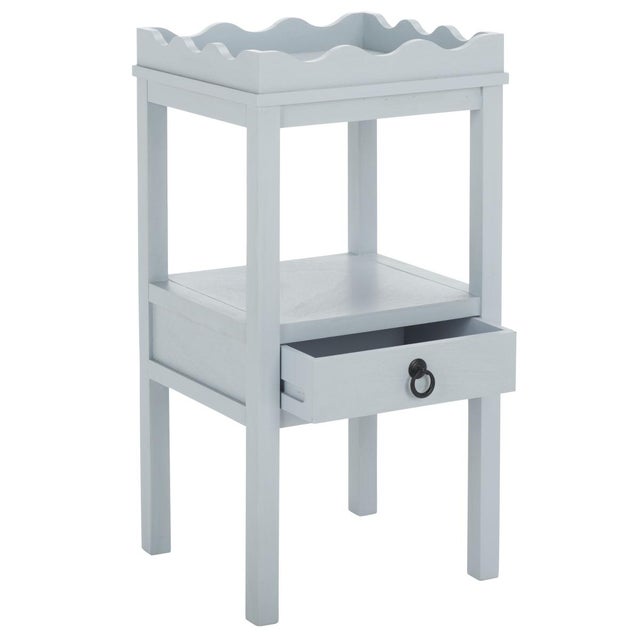 Wood Darlyn Scalloped 1 Drawer Accent Table in Winter Sky For Sale - Image 7 of 9